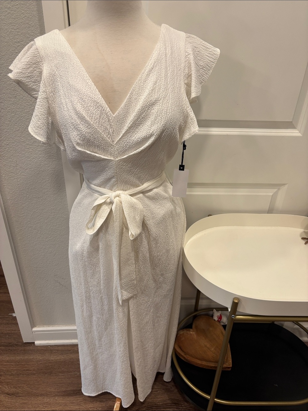 NWT ASTR Euphoria White Maxi Dress with Tie Waist